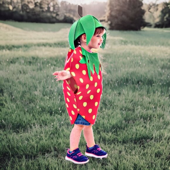 Hauntloook Kids Sweet Strawberry Halloween Costume Unisex Dress Up Pullover Set - Picture 3 of 6
